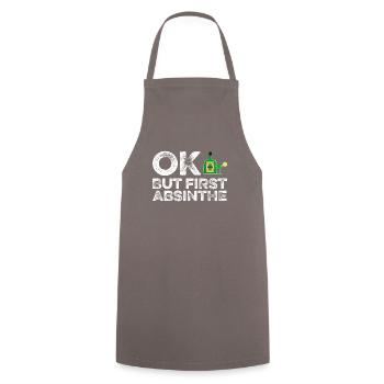 OK But First Absinthe T-Shirt Funny Drinking Wine - Cooking Apron - grey - Front - AI Model Male 185 dark (185cm)