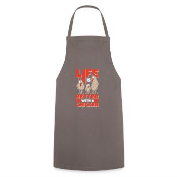 La vie est meilleure avec un poulet - Tablier de cuisine - gris - Devant - AI Model Male 185 dark (185cm)