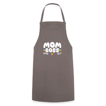 Mama Chefkoch Wo Regenbögen Regieren - Kochschürze - Grau - Vorne - AI Model Male 185 dark (185cm)