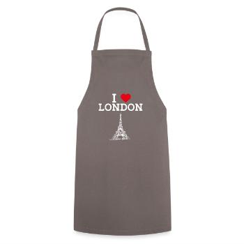 J’aime Londres Tour Eiffel Drapeau coeur Paris France - Tablier de cuisine - gris - Devant - AI Model Male 185 dark (185cm)