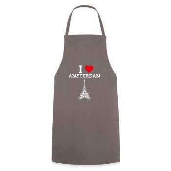 J’aime Amsterdam Heart Flag Netherland Tower Jeu de mots - Tablier de cuisine - gris - Devant - AI Model Male 185 dark (185cm)