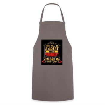 Nouvel An 10 - Tablier de cuisine - gris - Devant - AI Model Male 185 dark (185cm)