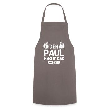 Paul - Kochschürze - Grau - Vorne - AI Model Male 185 dark (185cm)