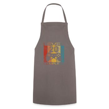 20 Birthday Gamer Level 20 complete Vintage - Cooking Apron - grey - Front - AI Model Male 185 dark (185cm)