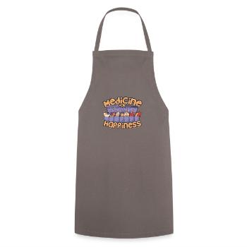 Medicine For Happiness - Cat Kitten - Cat Lovers - Cooking Apron - grey - Front - AI Model Male 185 dark (185cm)