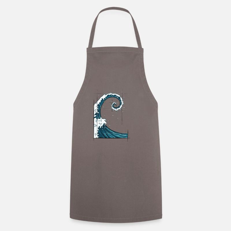 Fibonacci Spiral Nombre d’Or Surfer Wave - Tablier de cuisine - gris