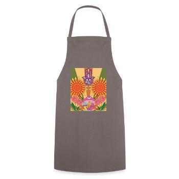 Psychedelic Flower Design - Kochschürze - Grau - Vorne - AI Model Male 185 dark (185cm)