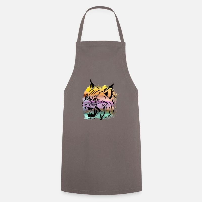 Raubkatze Luchs Rotluchs getigert T Shirt - Kochschürze - Grau