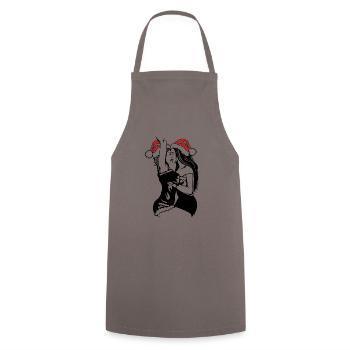 Lesbischer Weihnachtskuss - Schablone Street Art Santa - Kochschürze - Grau - Vorne - AI Model Male 185 dark (185cm)