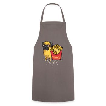 Pommes Frites Fritten Mops Boxer - Tablier de cuisine - gris - Devant - AI Model Male 185 dark (185cm)