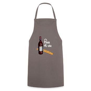 Bread and Wine France Baguette Red Wine Saying - Cooking Apron - grey - Front - AI Model Male 185 dark (185cm)