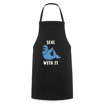 Lustig Dabbing Seal Robbe Seehund Seelöwe Geschenk - Cooking Apron - black - Front - AI Model Male 185 dark (185cm)
