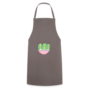 3 Pretty Cactus Girls - Cooking Apron - grey - Front - AI Model Male 185 dark (185cm)