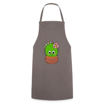 Cactus Chunky Avec Fleur Rose Et Bourgeons - Tablier de cuisine - gris - Devant - AI Model Male 185 dark (185cm)