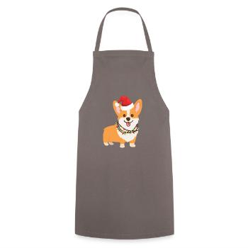 Christmas Pembroke Welsh Corgi - Cooking Apron - grey - Front - AI Model Male 185 dark (185cm)