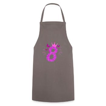 8th Birthday Girl Birthday Gift 8 years - Cooking Apron - grey - Front - AI Model Male 185 dark (185cm)