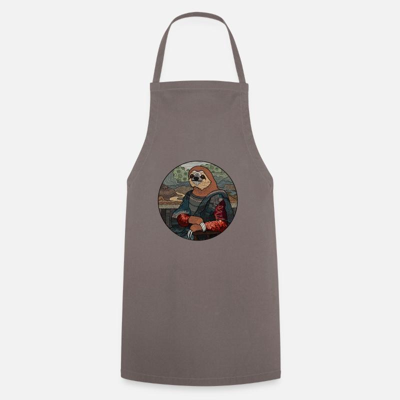 Sloth Mona Lisa funny gift for sloth fans - Cooking Apron - grey