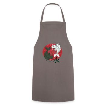 Koi Pisces Yin&Yang Zodiac Sign - Cooking Apron - grey - Front - AI Model Male 185 dark (185cm)