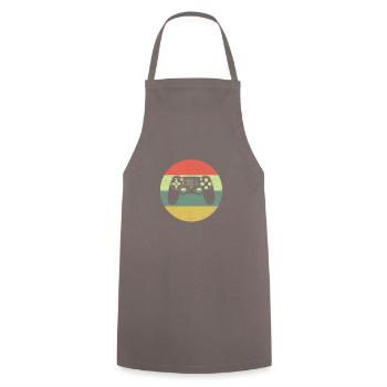 Jeux Vintage, Contrôleur, Jeux - Tablier de cuisine - gris - Devant - AI Model Male 185 dark (185cm)