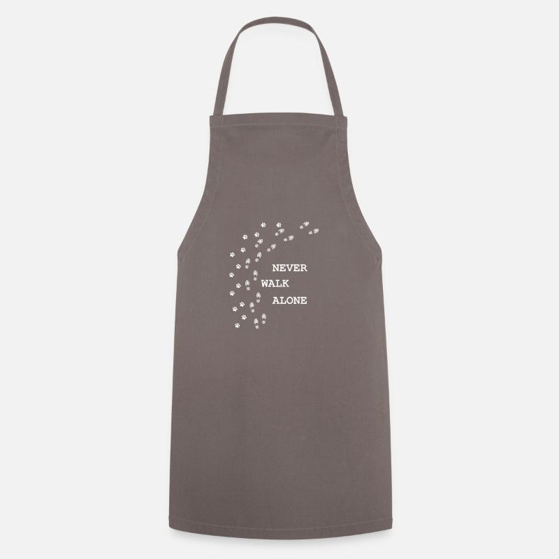 never walk alone; dog - Cooking Apron - grey
