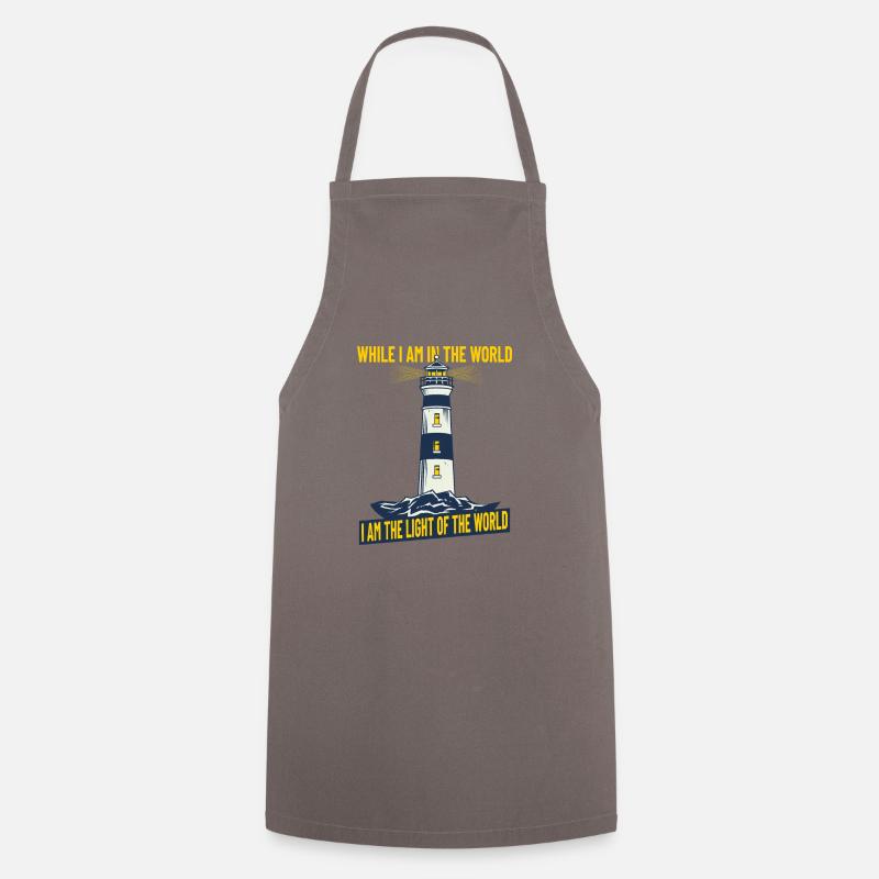 Christianity Jesus Lighthouse Gift Idea John 9:5 - Tablier de cuisine - gris