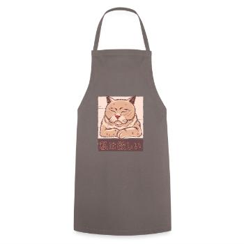 Tired Japanese Cat - Cooking Apron - grey - Front - AI Model Male 185 dark (185cm)