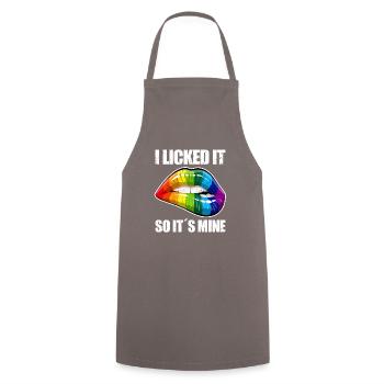 LGBTQ I licked it so its mine Gay Pride - Cooking Apron - grey - Front - AI Model Male 185 dark (185cm)