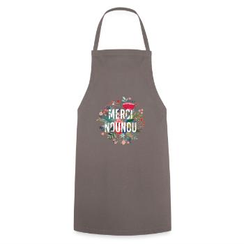 Merci Nounou, Beau cadeauNOUNOU Floral - Tablier de cuisine - gris - Devant - AI Model Male 185 dark (185cm)