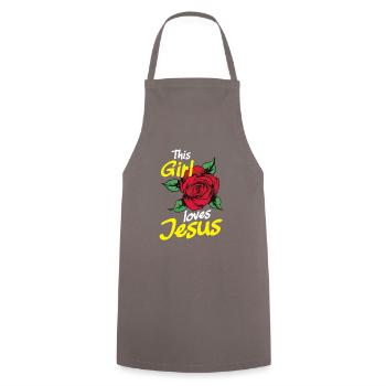 This girl loves Jesus - Cooking Apron - grey - Front - AI Model Male 185 dark (185cm)