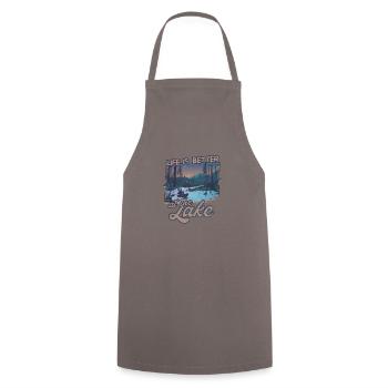 Life is better at the lake - River Kayaking - Cooking Apron - grey - Front - AI Model Male 185 dark (185cm)