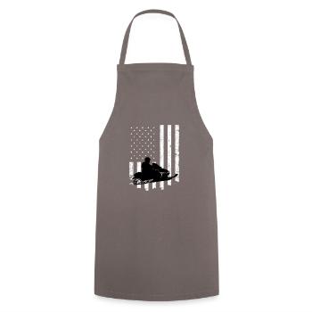 Snowmobile Patriotic July 4th - Cooking Apron - grey - Front - AI Model Male 185 dark (185cm)