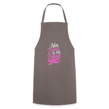 Son combat est mon combat - combattant du cancer du sein - Tablier de cuisine - gris - Devant - AI Model Male 185 dark (185cm)