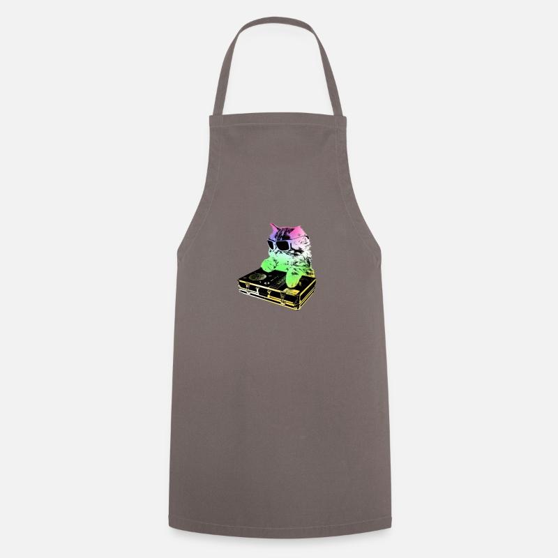 Rainbow DJ Cat - grattage - Tablier de cuisine - gris
