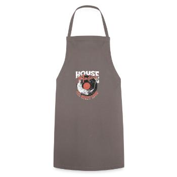House Music die ganze Nacht lang - DJ - Kochschürze - Grau - Vorne - AI Model Male 185 dark (185cm)