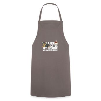 Ich mag Kaffee mein Yorkie und vielleicht 3 Leute - - Kochschürze - Grau - Vorne - AI Model Male 185 dark (185cm)