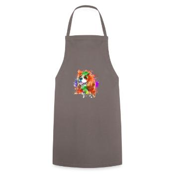 King Charles Cavalier Rainbow color portrait - - Cooking Apron - grey - Front - AI Model Male 185 dark (185cm)