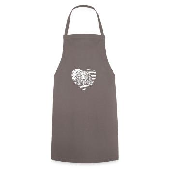 Boykin spaniel dog silhoutte with american flag - Cooking Apron - grey - Front - AI Model Male 185 dark (185cm)