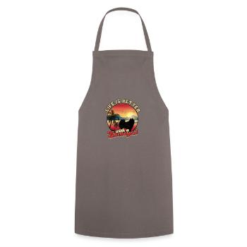 Life is better with a samoyed - samoyed owner - Cooking Apron - grey - Front - AI Model Male 185 dark (185cm)