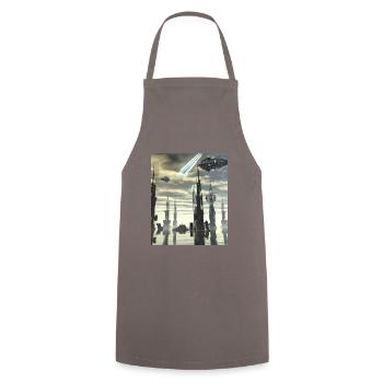 Ville de science-fiction fantastique - Tablier de cuisine - gris - Devant - AI Model Male 185 dark (185cm)