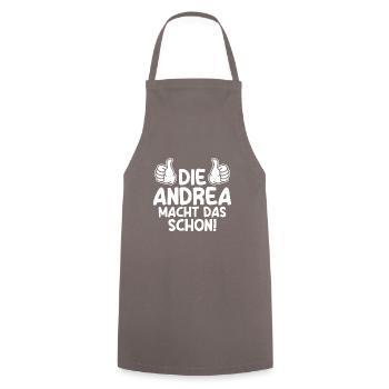 Andrea - Kochschürze - Grau - Vorne - AI Model Male 185 dark (185cm)