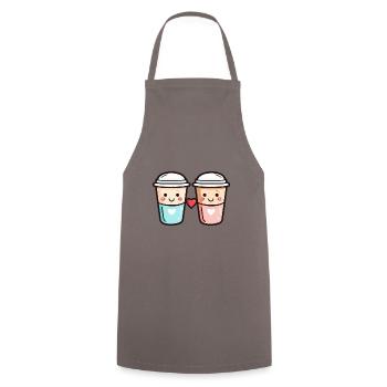 Coffee to go Paar Liebe Herz Kaffee Valentinstag - Kochschürze - Grau - Vorne - AI Model Male 185 dark (185cm)