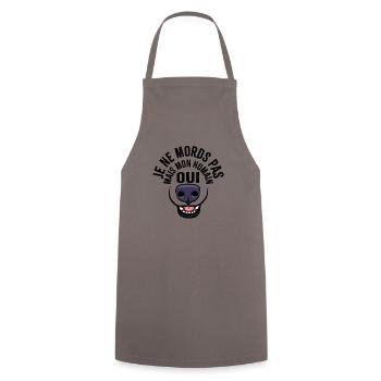 Je ne mords pas mais mon humain oui - Tablier de cuisine - gris - Devant - AI Model Male 185 dark (185cm)