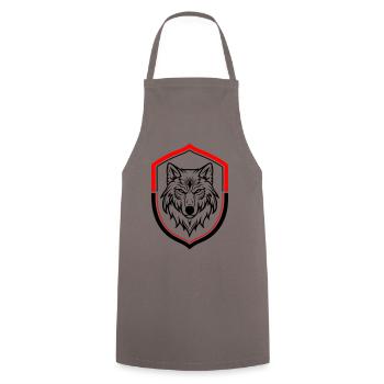 Wolf Symbol Kopf Schild - Kochschürze - Grau - Vorne - AI Model Male 185 dark (185cm)