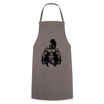 Spartaner Krieger Muskeln Sparta - Kochschürze - Grau - Vorne - AI Model Male 185 dark (185cm)