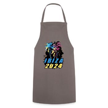 Ibiza 2024 Holiday Palm Trees Colorful - Cooking Apron - grey - Front - AI Model Male 185 dark (185cm)