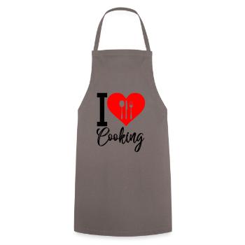 i love cooking - Cooking Apron - grey - Front - AI Model Male 185 dark (185cm)