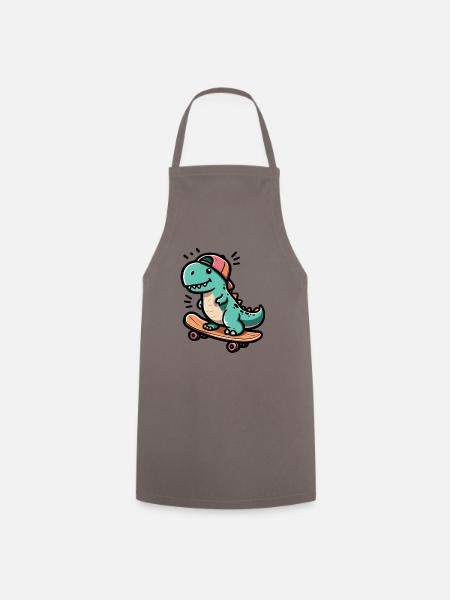 Dino skater - Cool sk8 raptor - Cooking Apron - grey