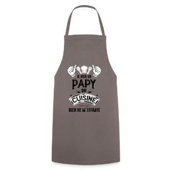 Je Suis Un Papy Qui Cuisine Rien Ne M'Effraye - Tablier de cuisine - gris - Devant - AI Model Male 185 dark (185cm)