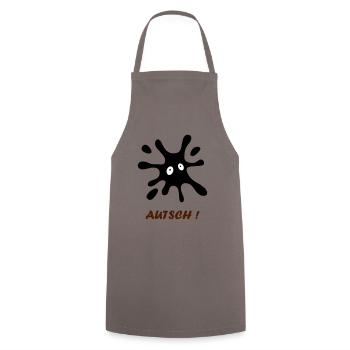 black spot with eyes - Ouch - Cooking Apron - grey - Front - AI Model Male 185 dark (185cm)