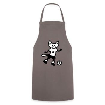 Fußballkatze - Katze spielt Fußball - Kochschürze - Grau - Vorne - AI Model Male 185 dark (185cm)